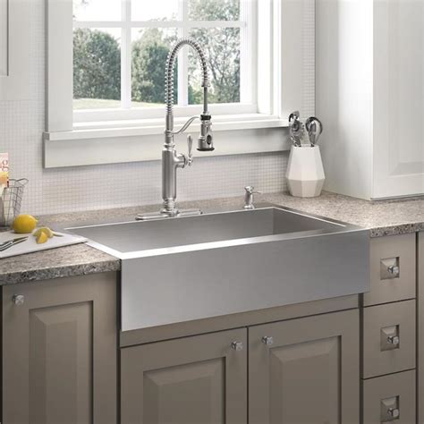 stainless steel farmhouse sink and cabinet|stainless steel farmhouse sink lowe's.